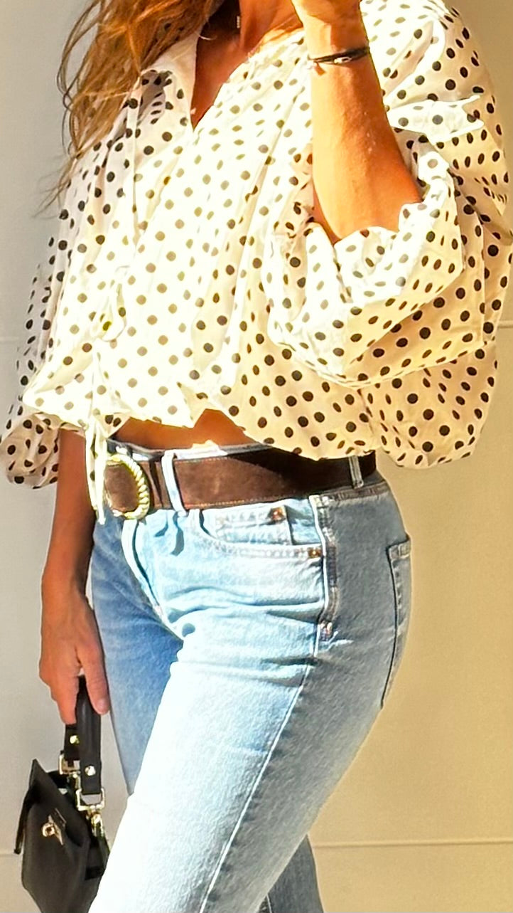 Blouse à pois chocolat