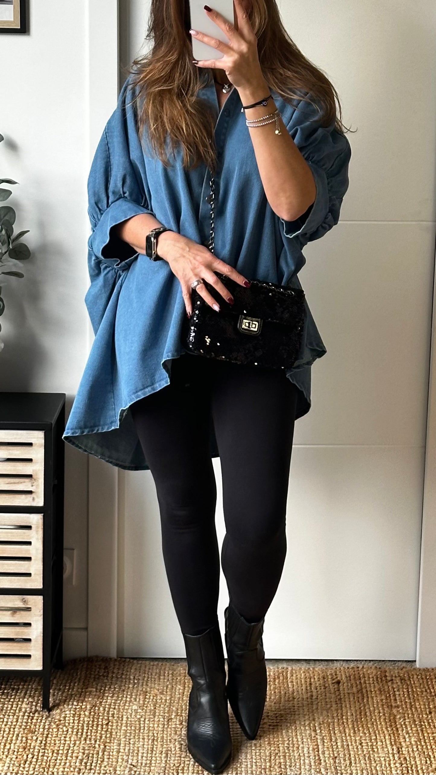 Chemise oversize en denim bleu