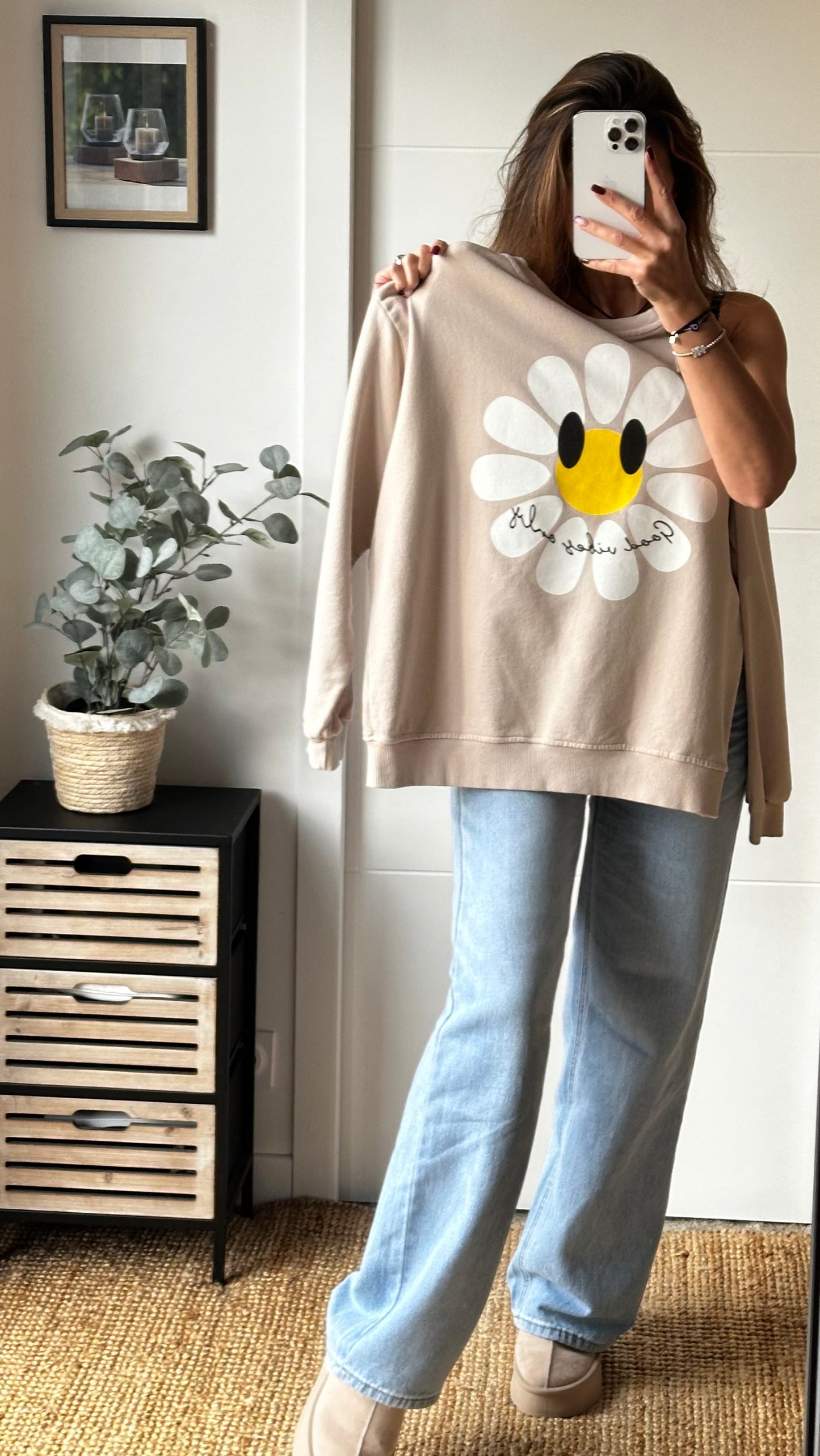 Sweat beige marguerite