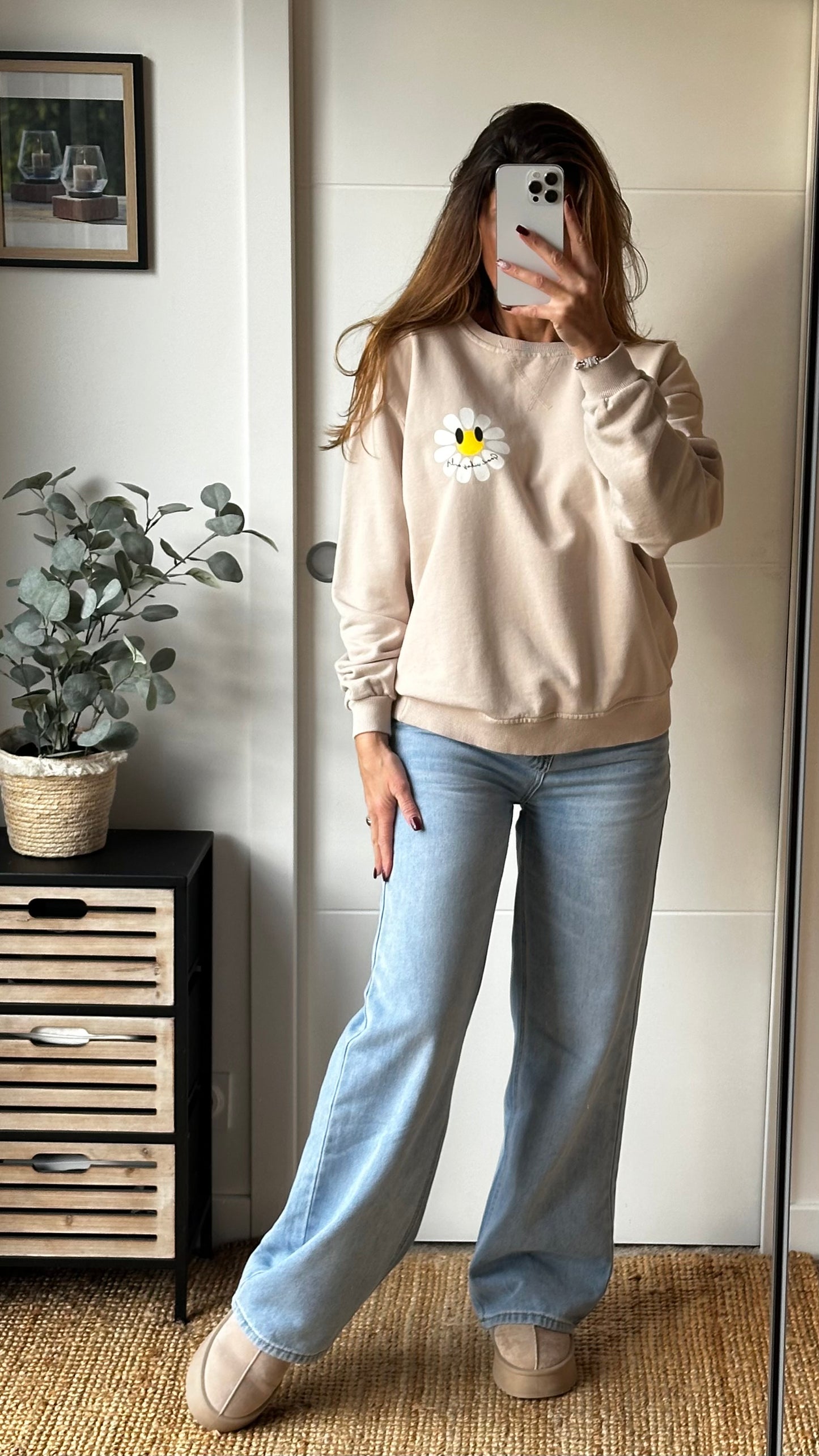 Sweat beige marguerite