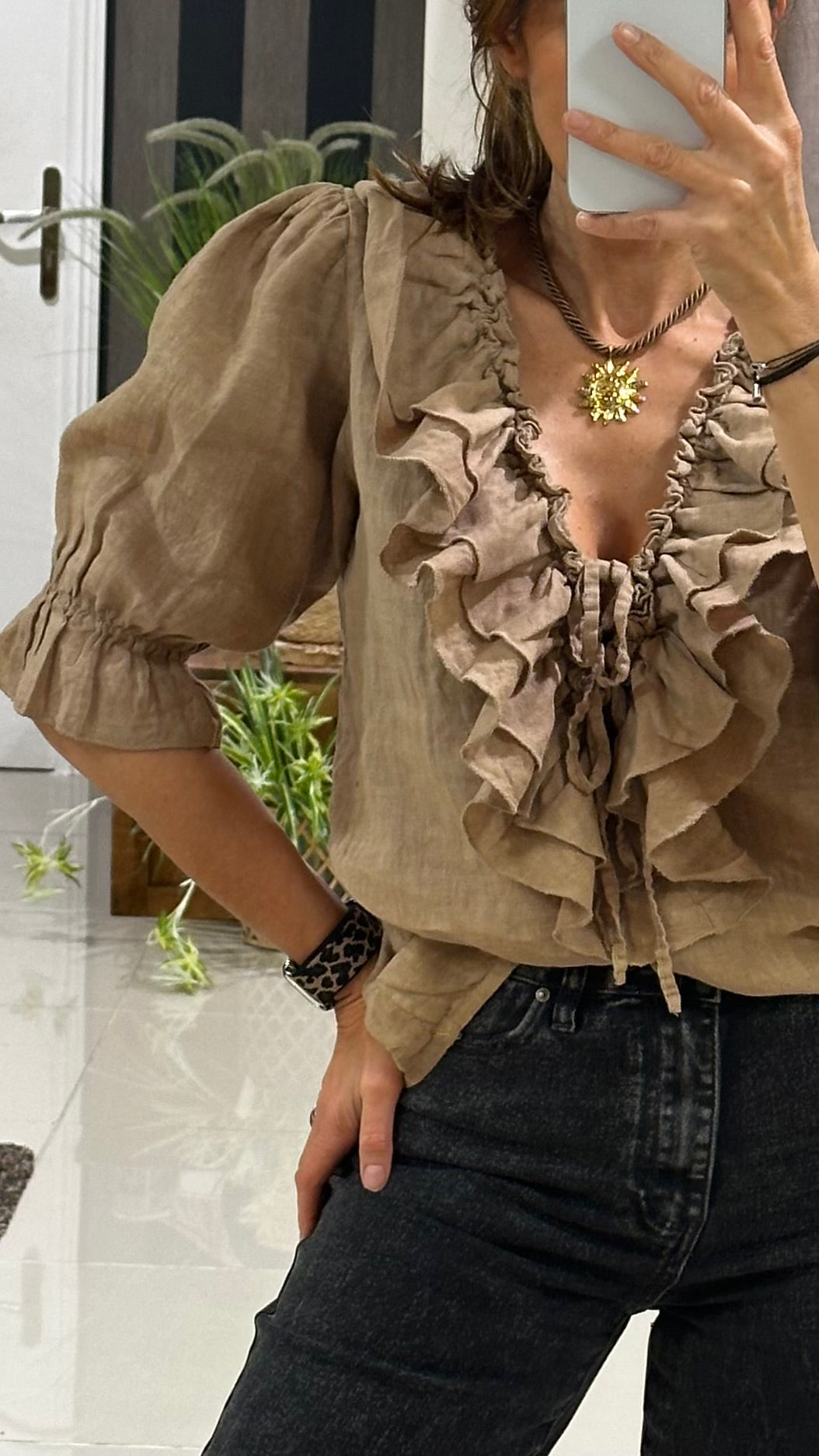 Chemisier à volants camel