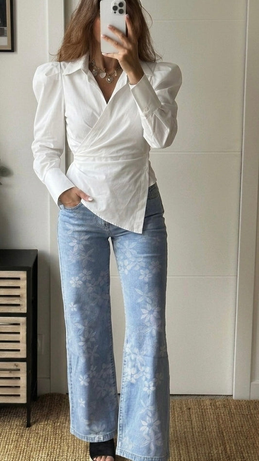 Chemise blanche drapée