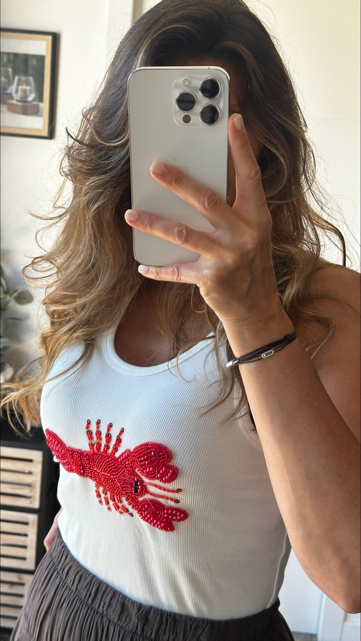 Débardeur homard en perles