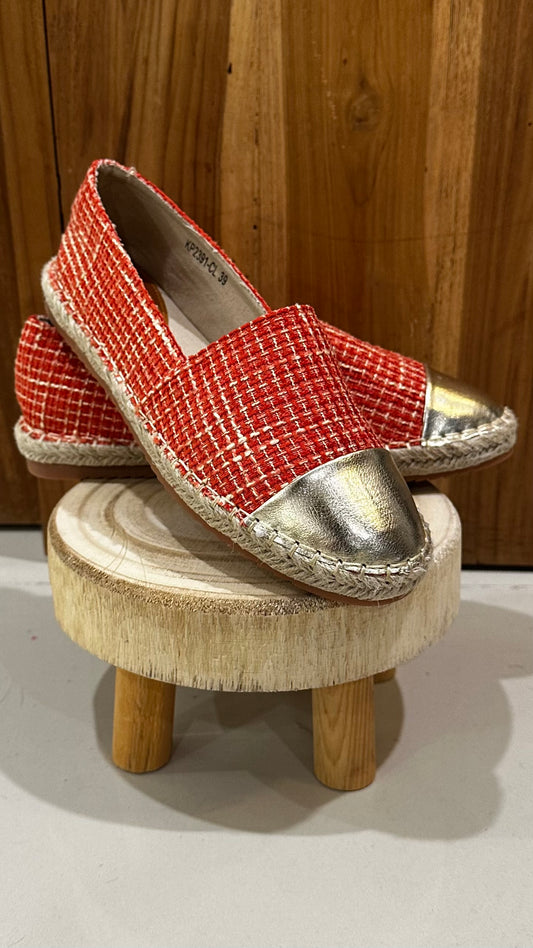 Espadrilles orange et dorée