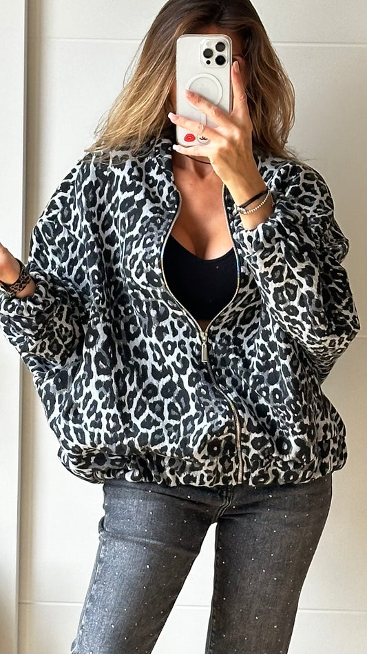Blouson imprimé gris