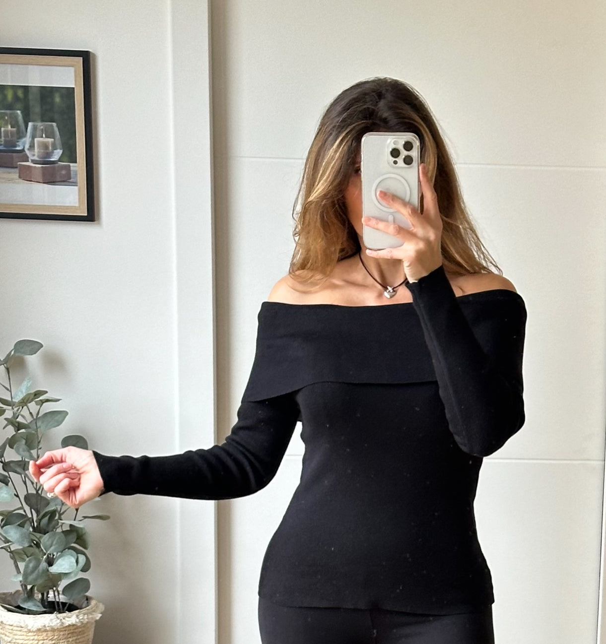 Pull fin bandeau noir