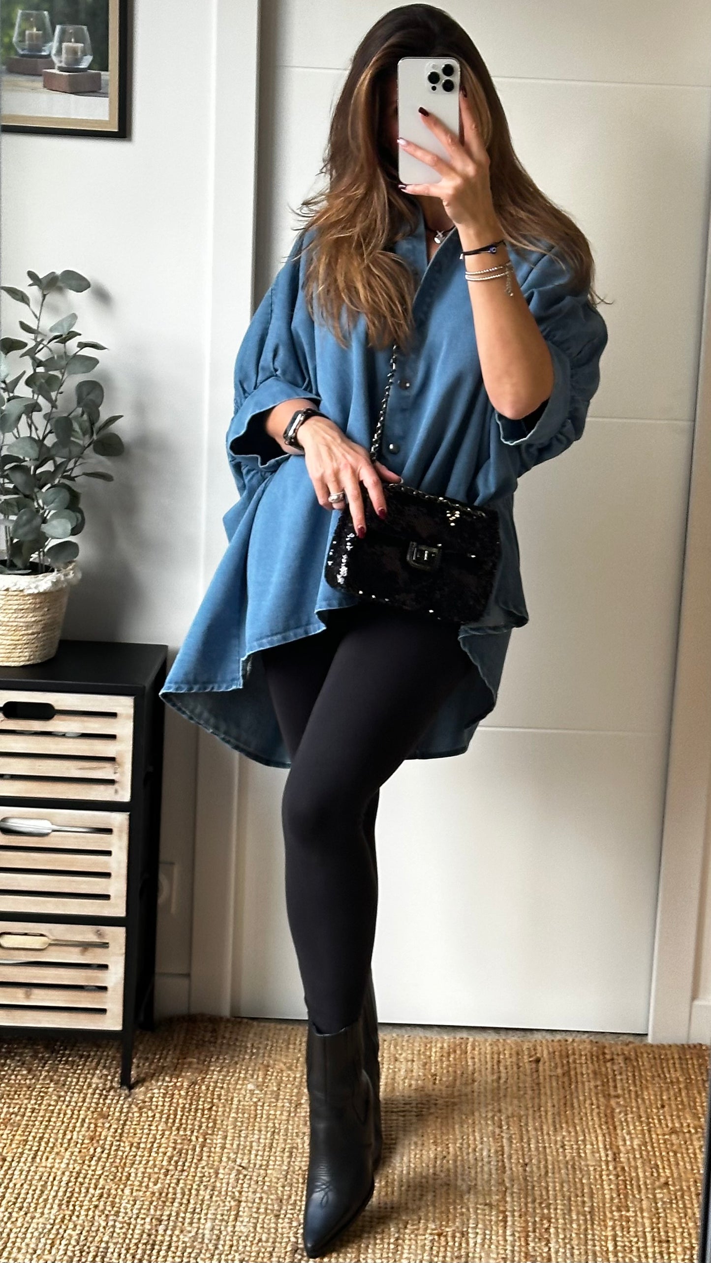 Chemise oversize en denim bleu