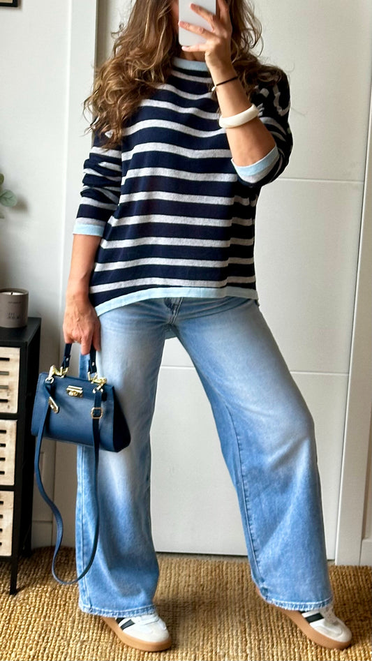 Pull à rayures bleu