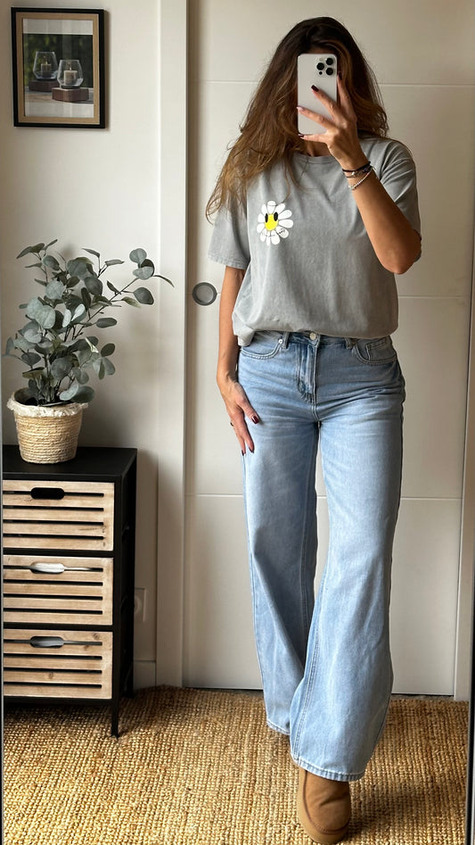 T.Shirt gris GOOD VIBES