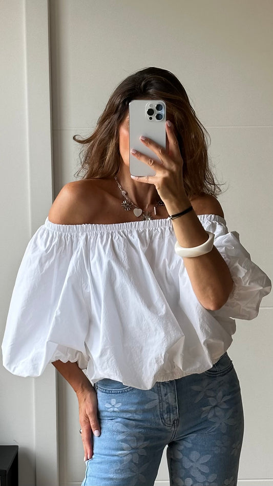 Top épaules dénudés blanc