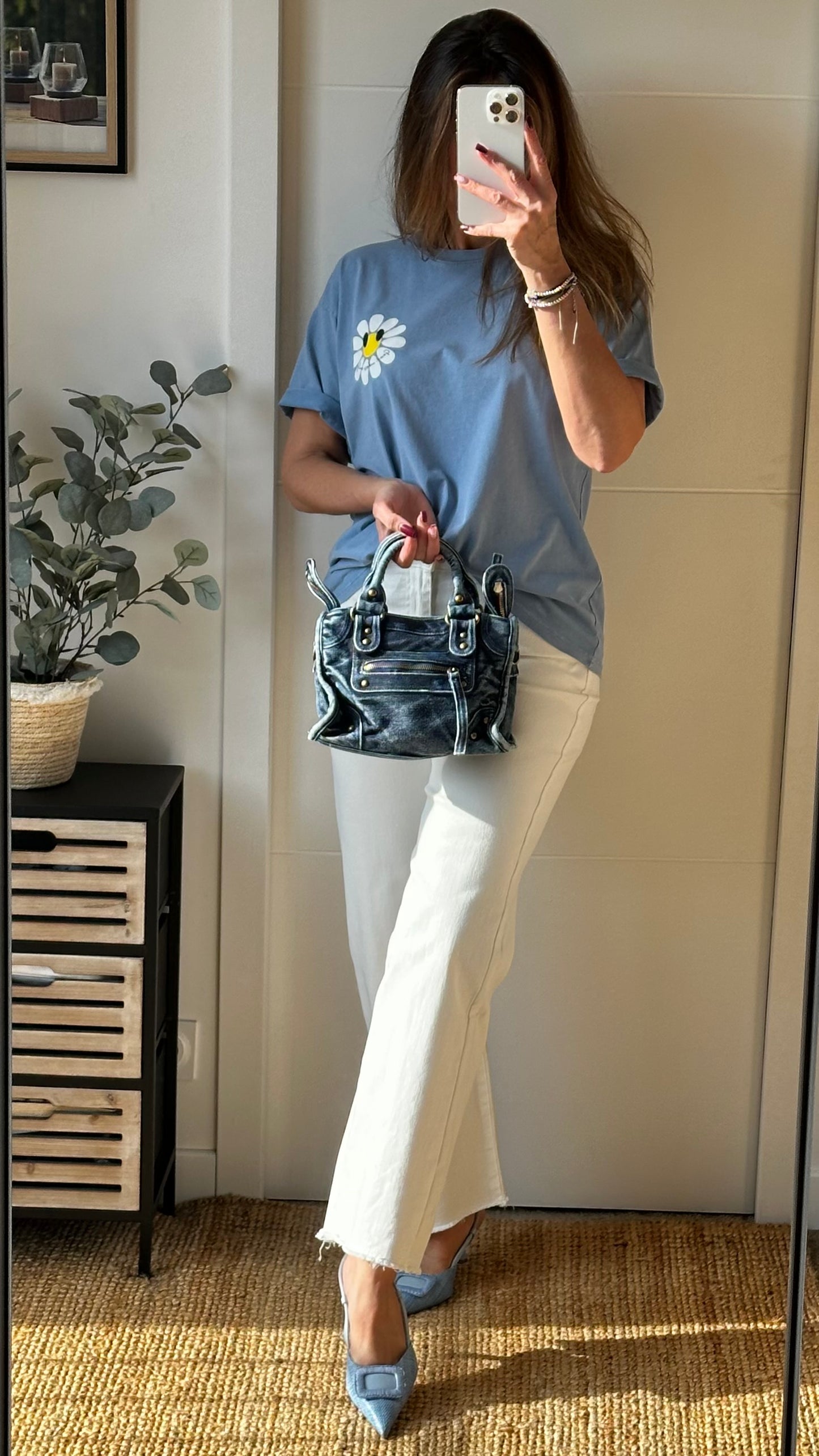 Jeans blanc coupe droite