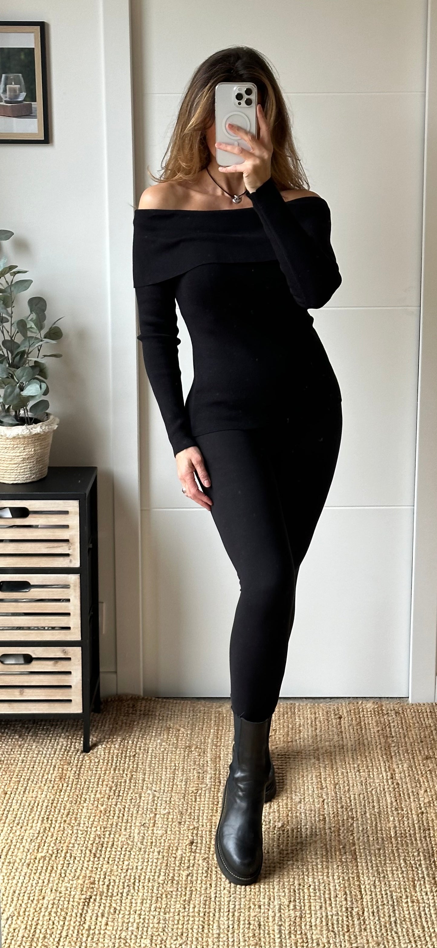 Pull fin bandeau noir