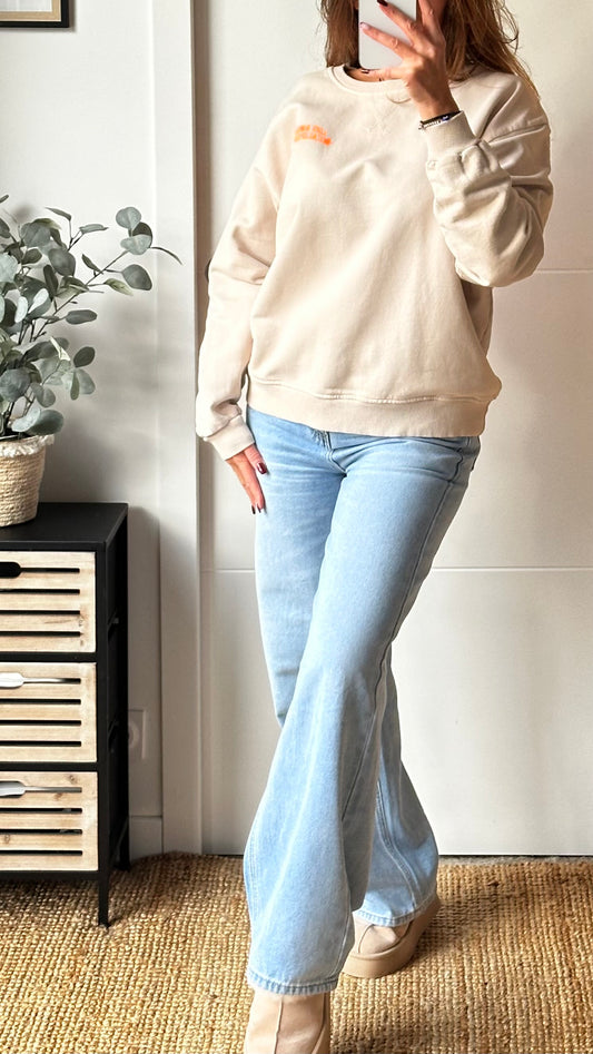 Sweat beige inscription Orange