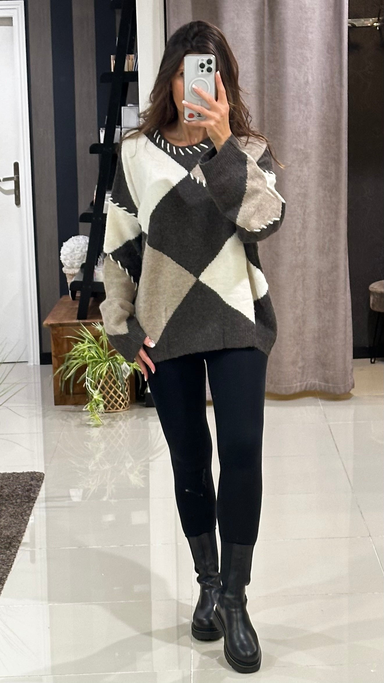 Pull Losanges Oversize