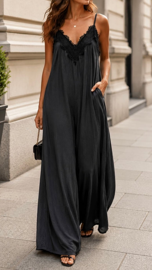 Combinaison Fluide-Dentelle-Noire
