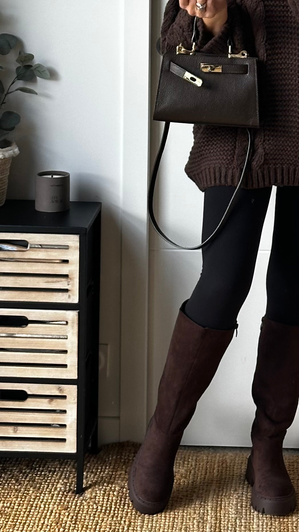 Bottes hautes-marron chocolat