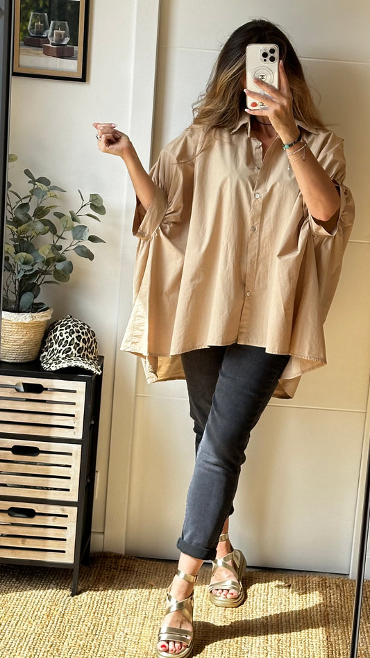Chemise tunique beige