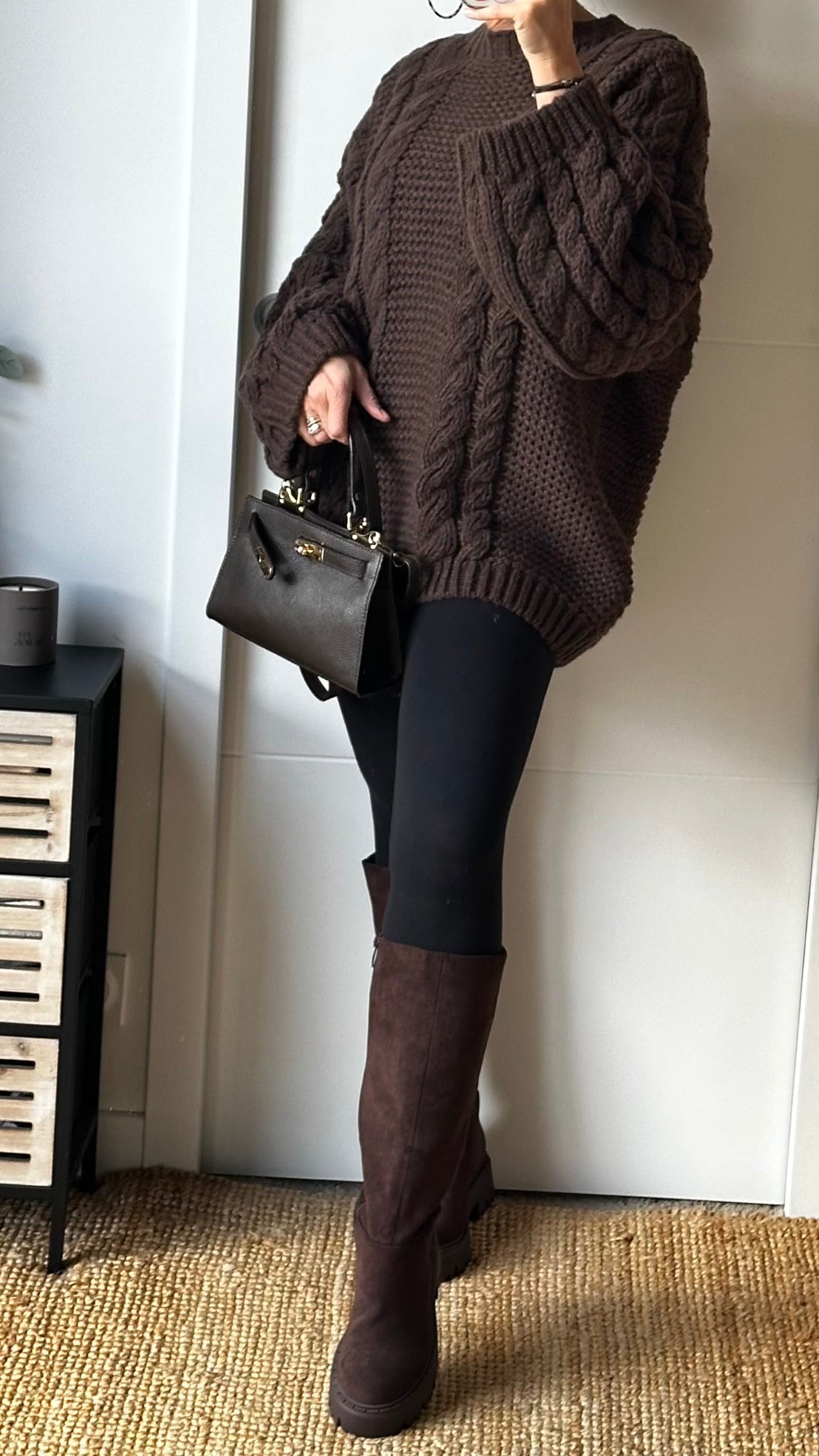 Bottes hautes-marron chocolat