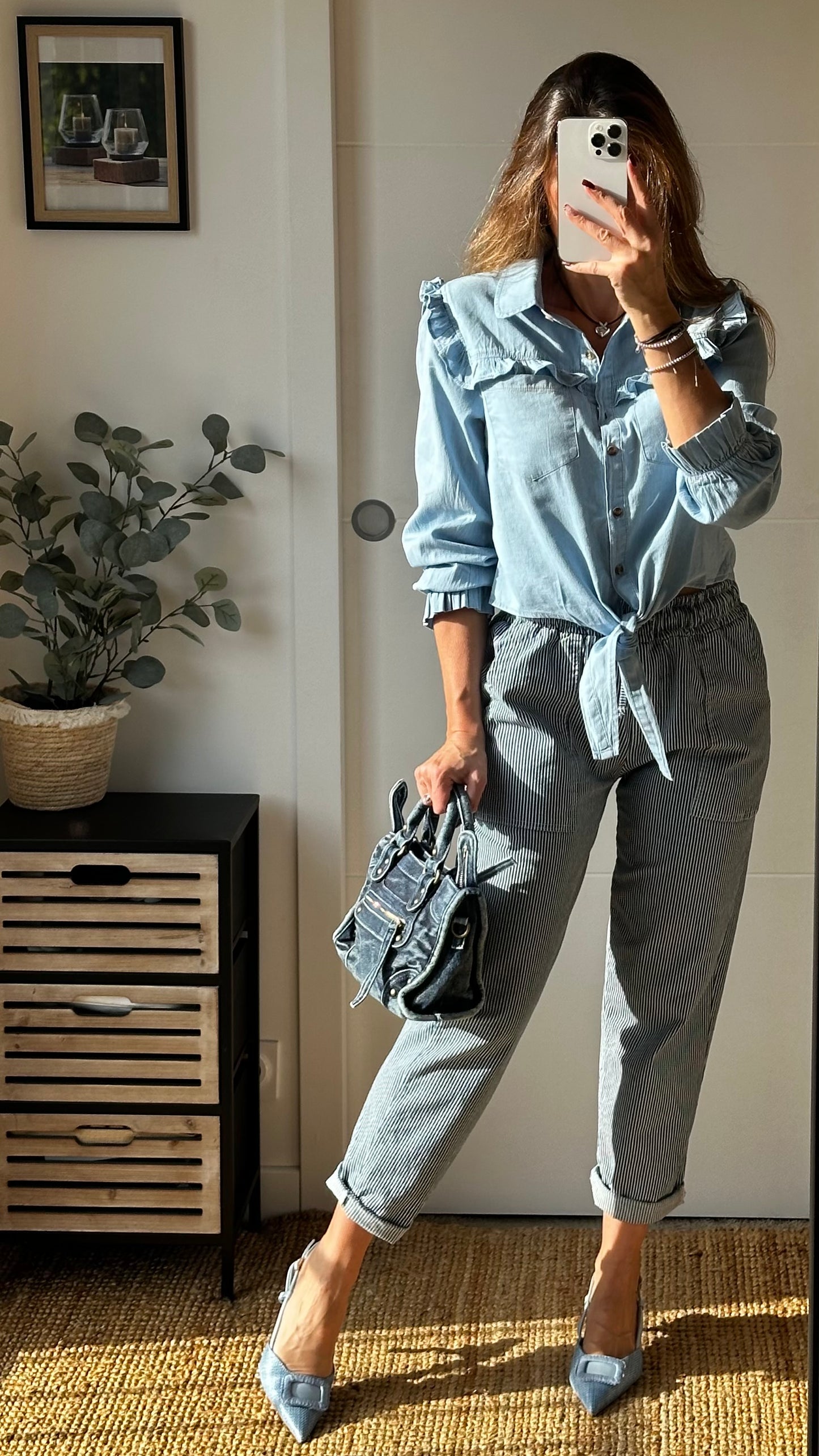 Chemise en jean clair volants