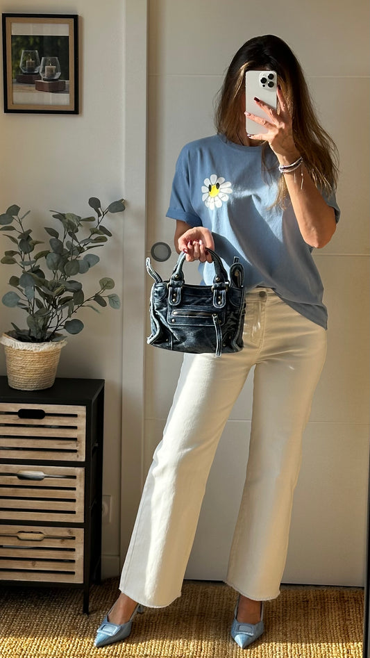 Jeans blanc coupe droite