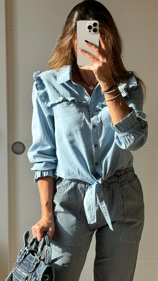 Chemise en jean clair volants