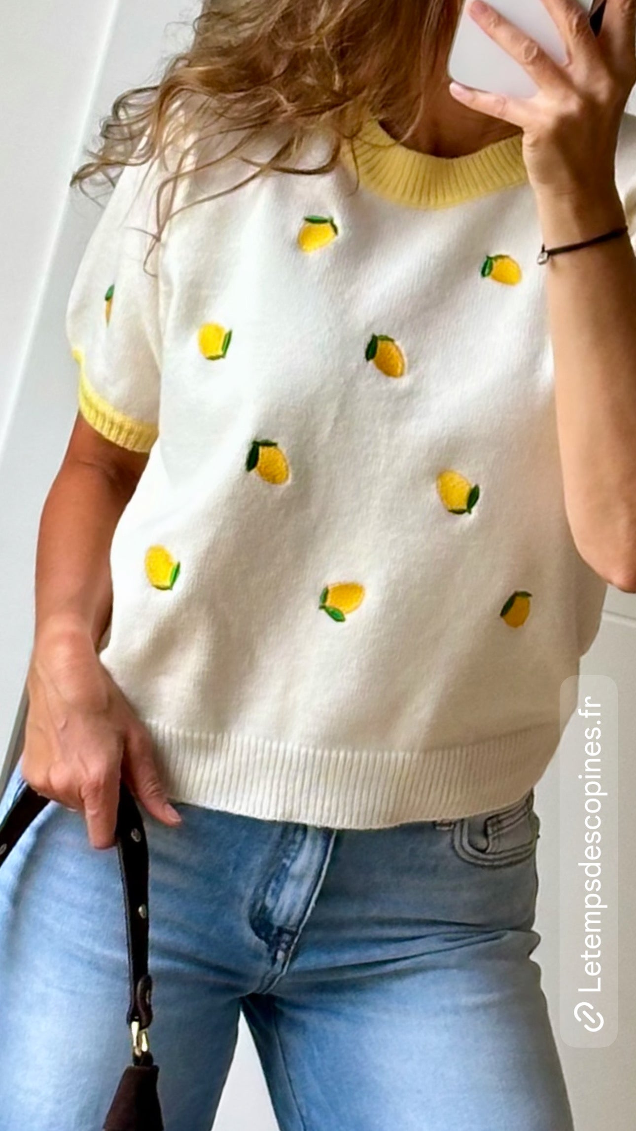 Pull citrons brodés- Écru