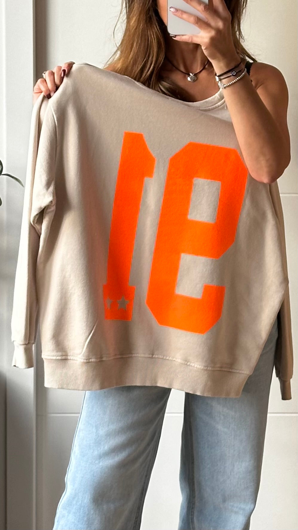 Sweat beige inscription Orange