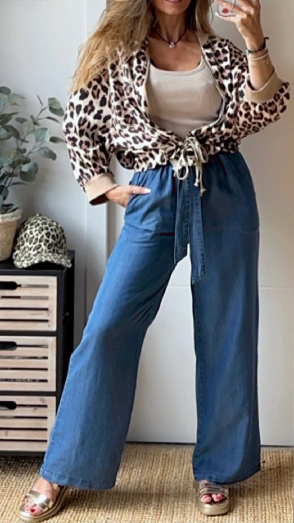Pantalon fluide bleu jeans