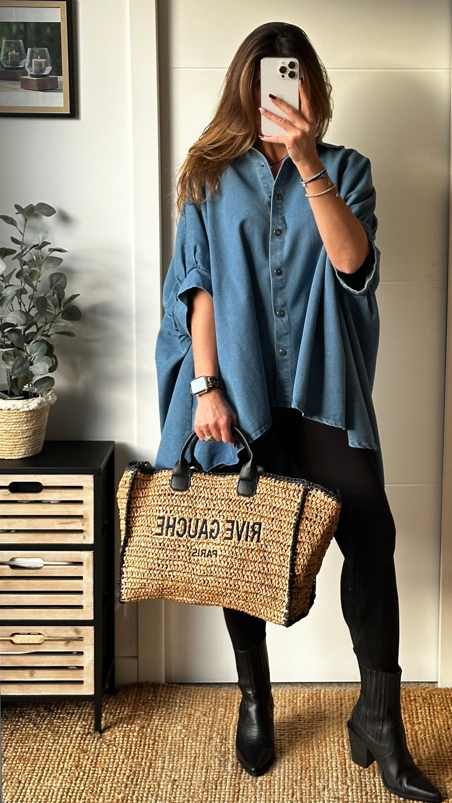 Chemise oversize en denim bleu