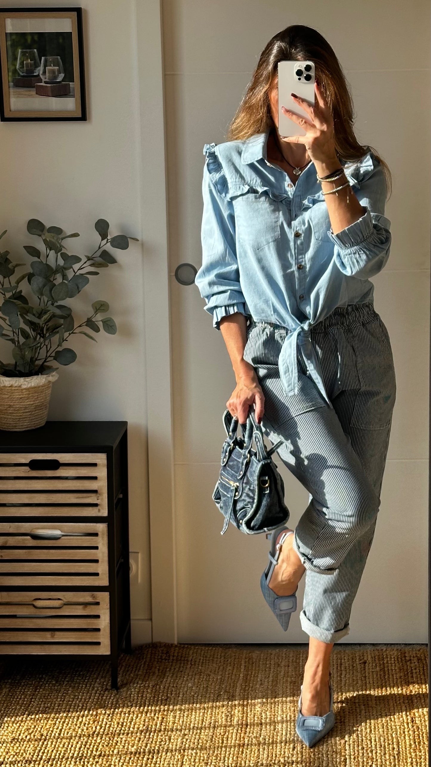 Chemise en jean clair volants