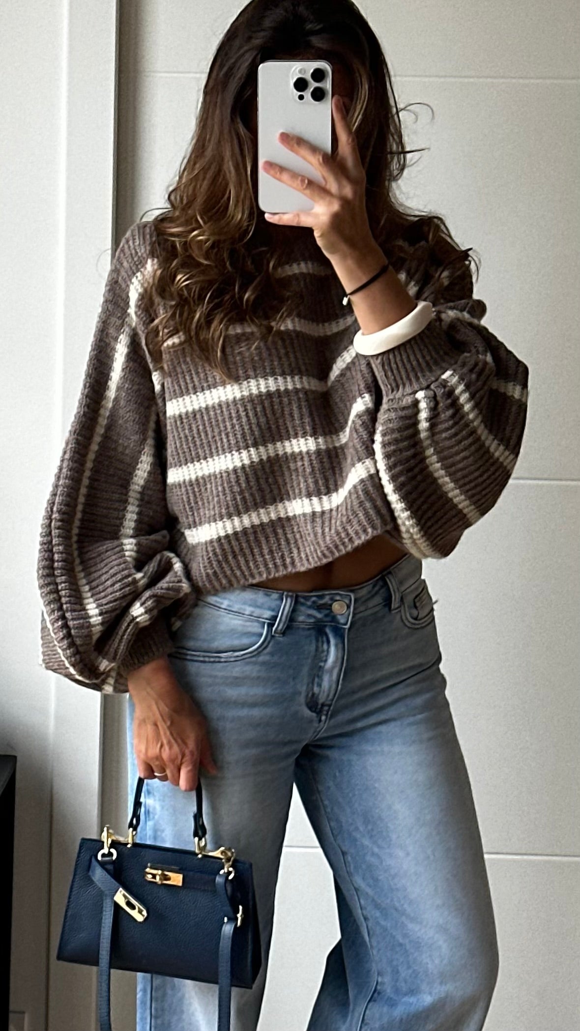 Pull Rayures Manches Ballon