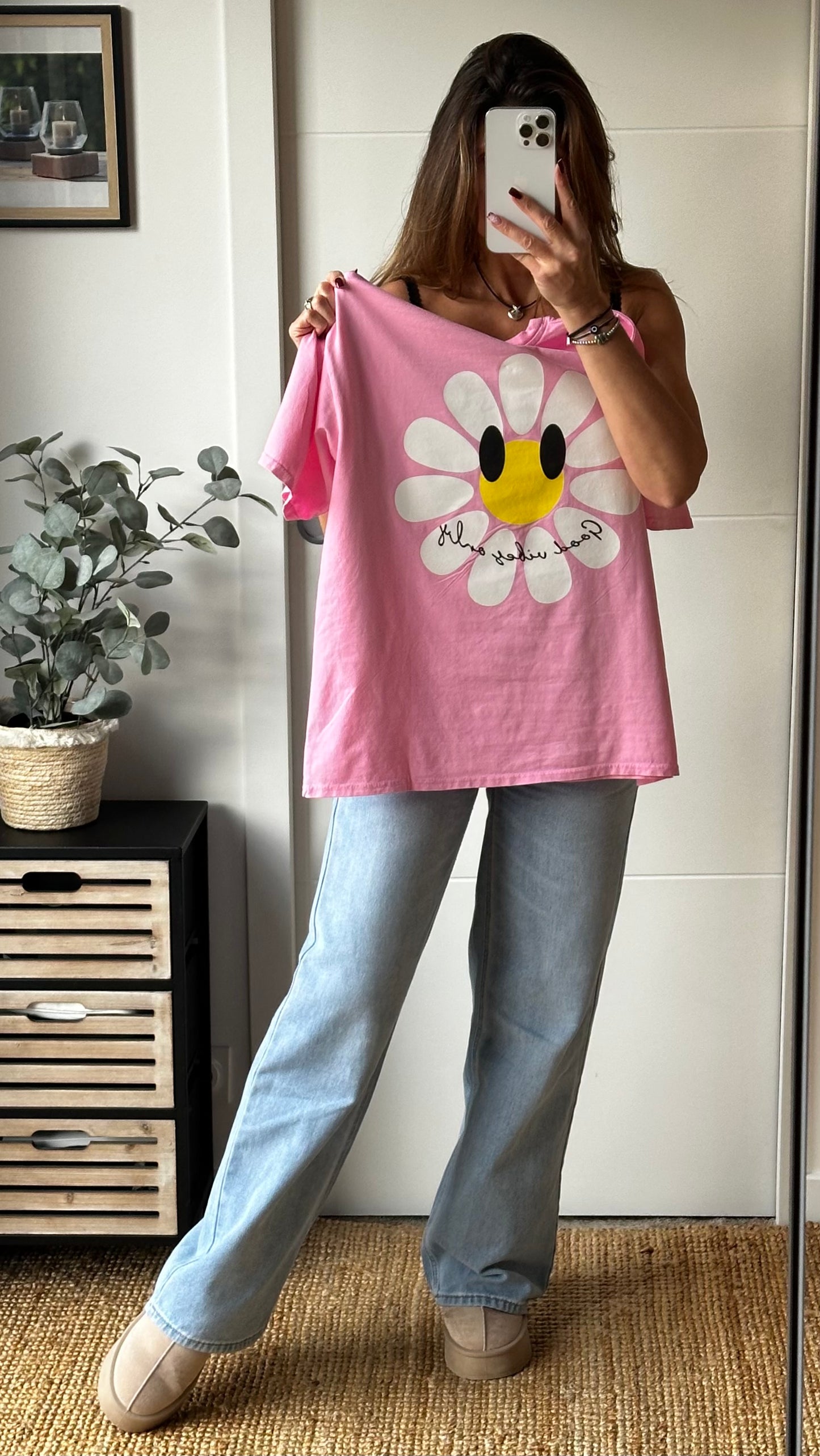 T.Shirt rose GOOD VIBES