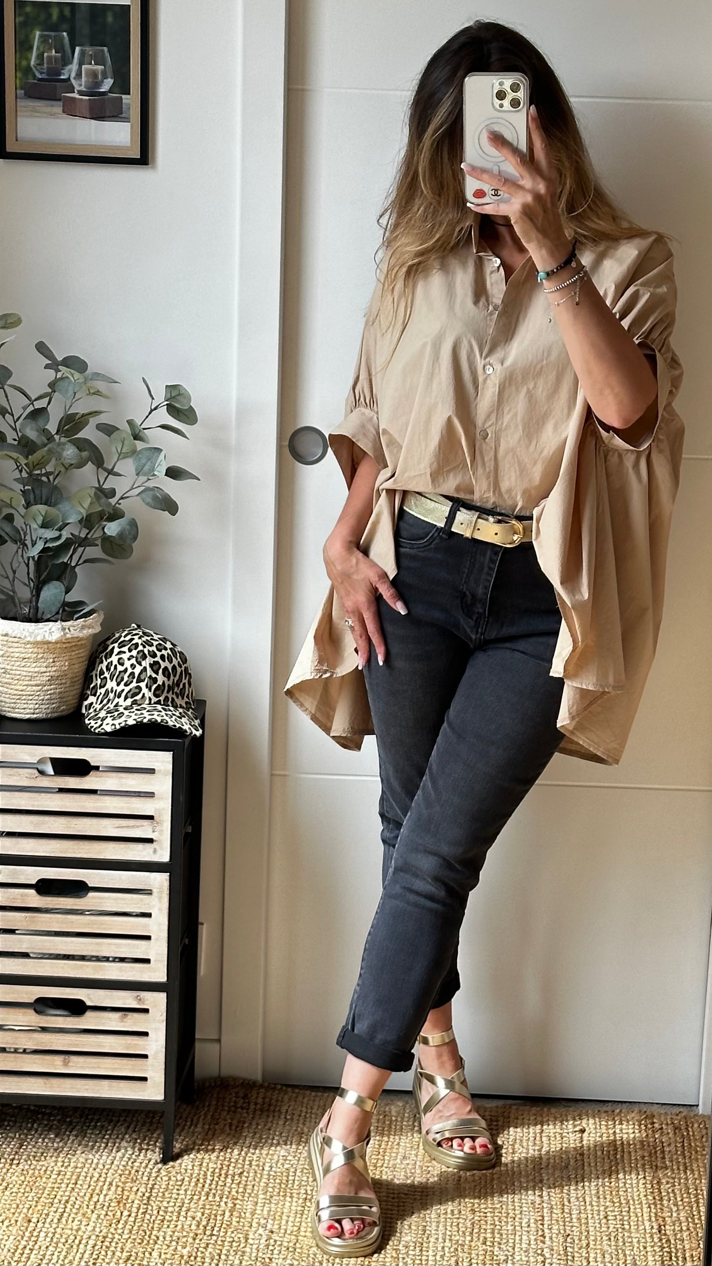 Chemise tunique beige