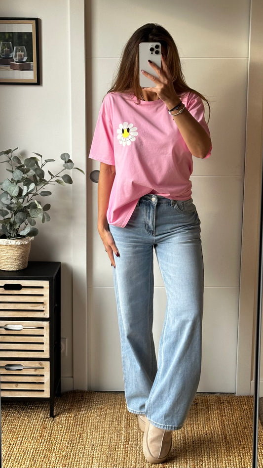 T.Shirt rose GOOD VIBES