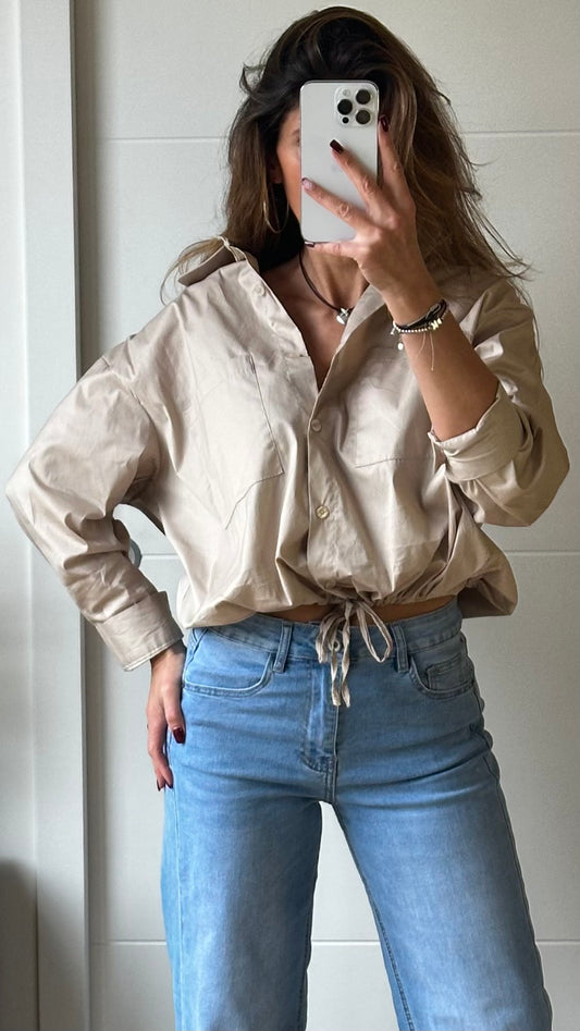 Chemise beige lien