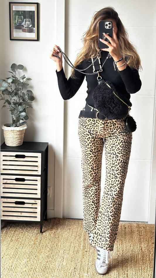 Jeans léopard beige