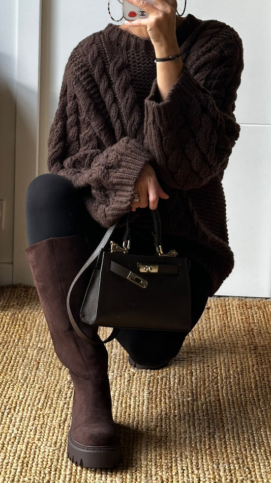 Bottes hautes-marron chocolat